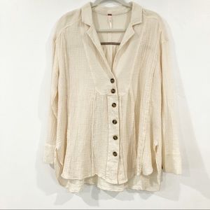 Free People Oversized Cotton Button Blouse